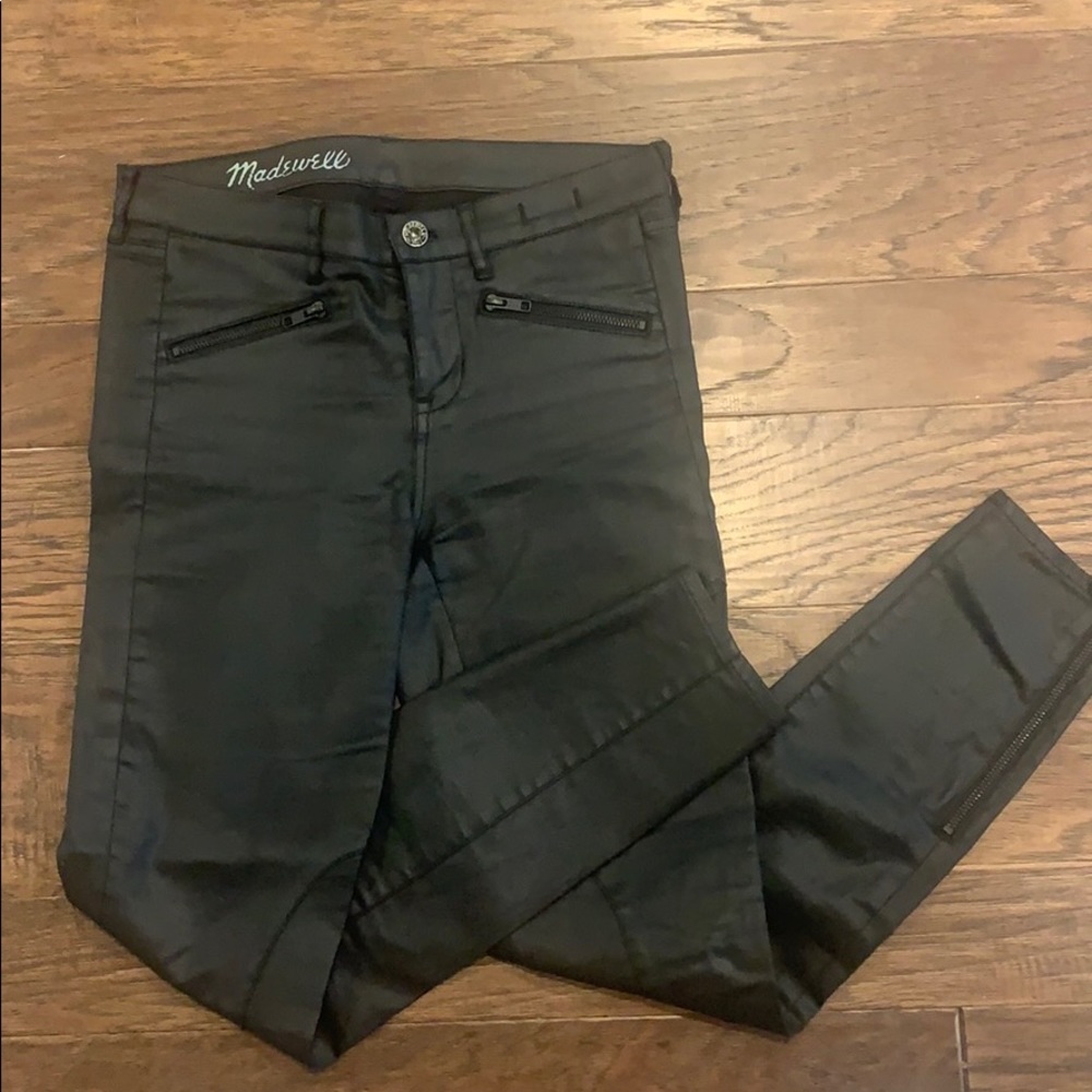 Madewell coated moto-skinny jeans